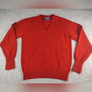Pendleton Red V-Neck Men's Sweater 100% Wool Medium